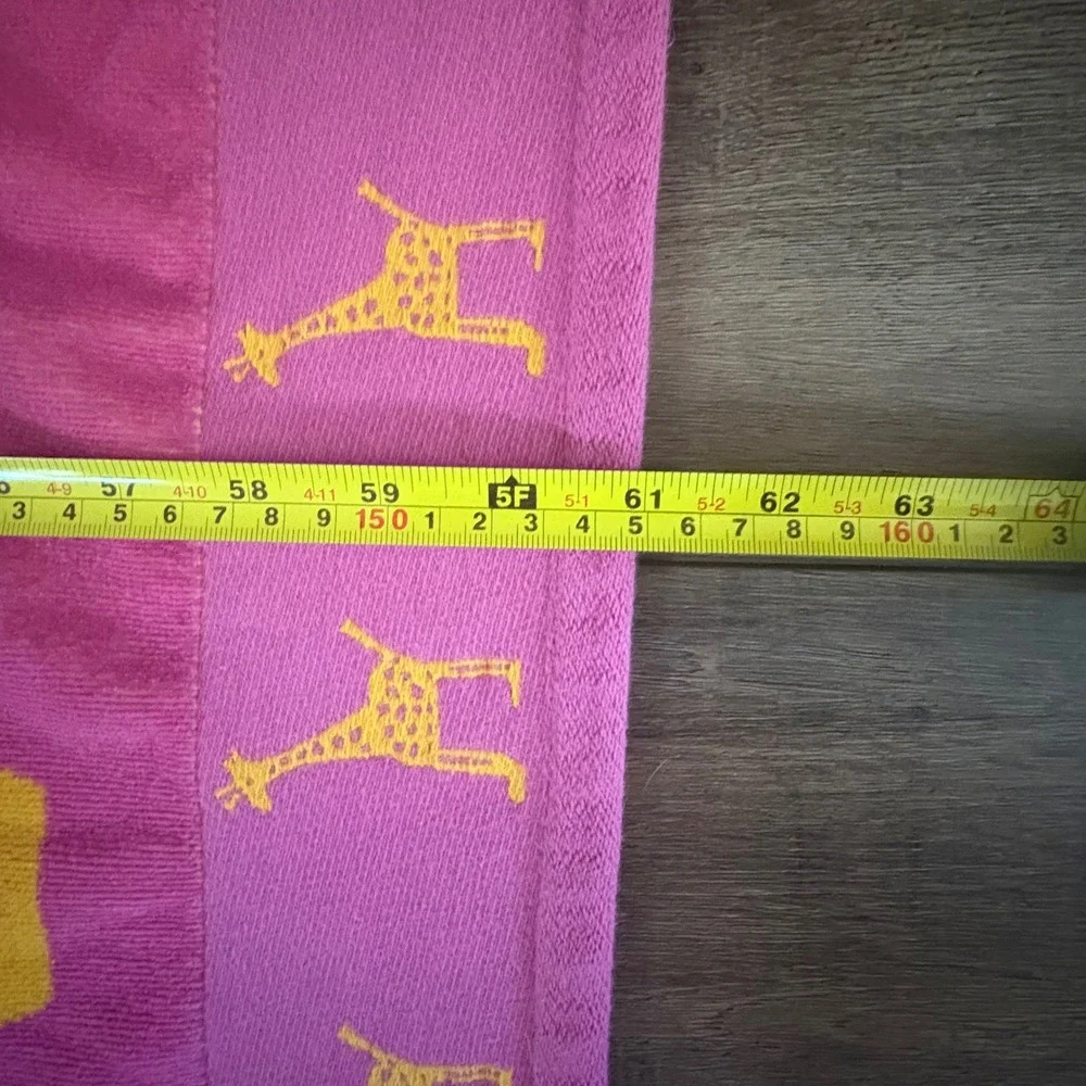 VTG Hayat Havlu Giraffe Sun Palm Tree Beach Towel Pink Orange Cotton Turkish